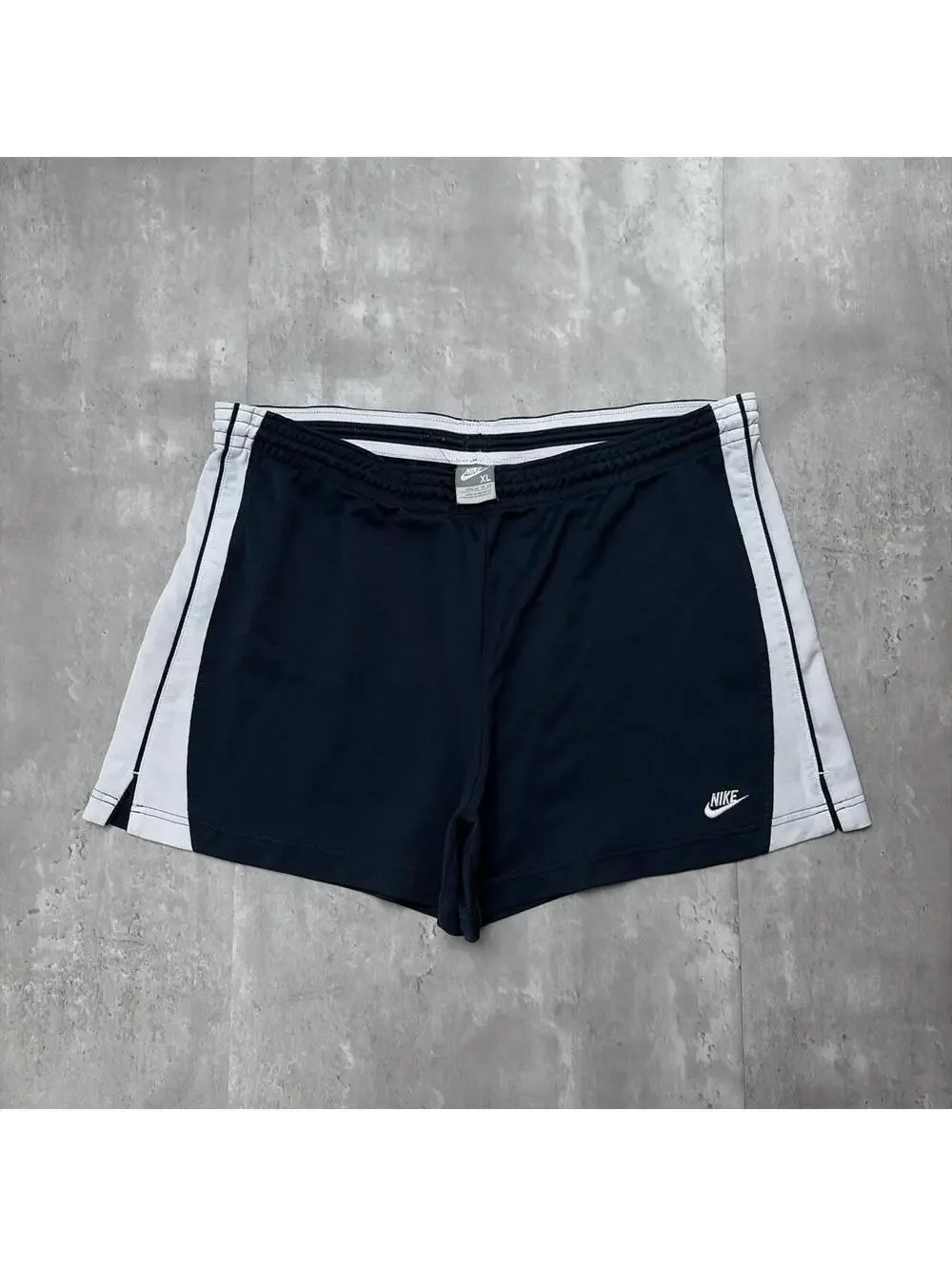 Y2K Navy Nike Swoosh Striped Running Shorts